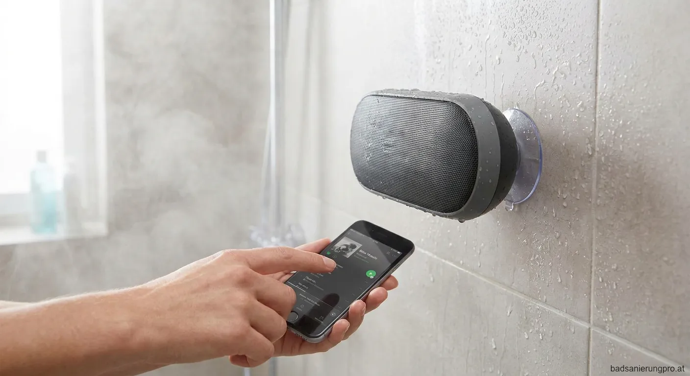 Bluetooth-Lautsprecher Dusche wasserdicht installiert im modernen Bad