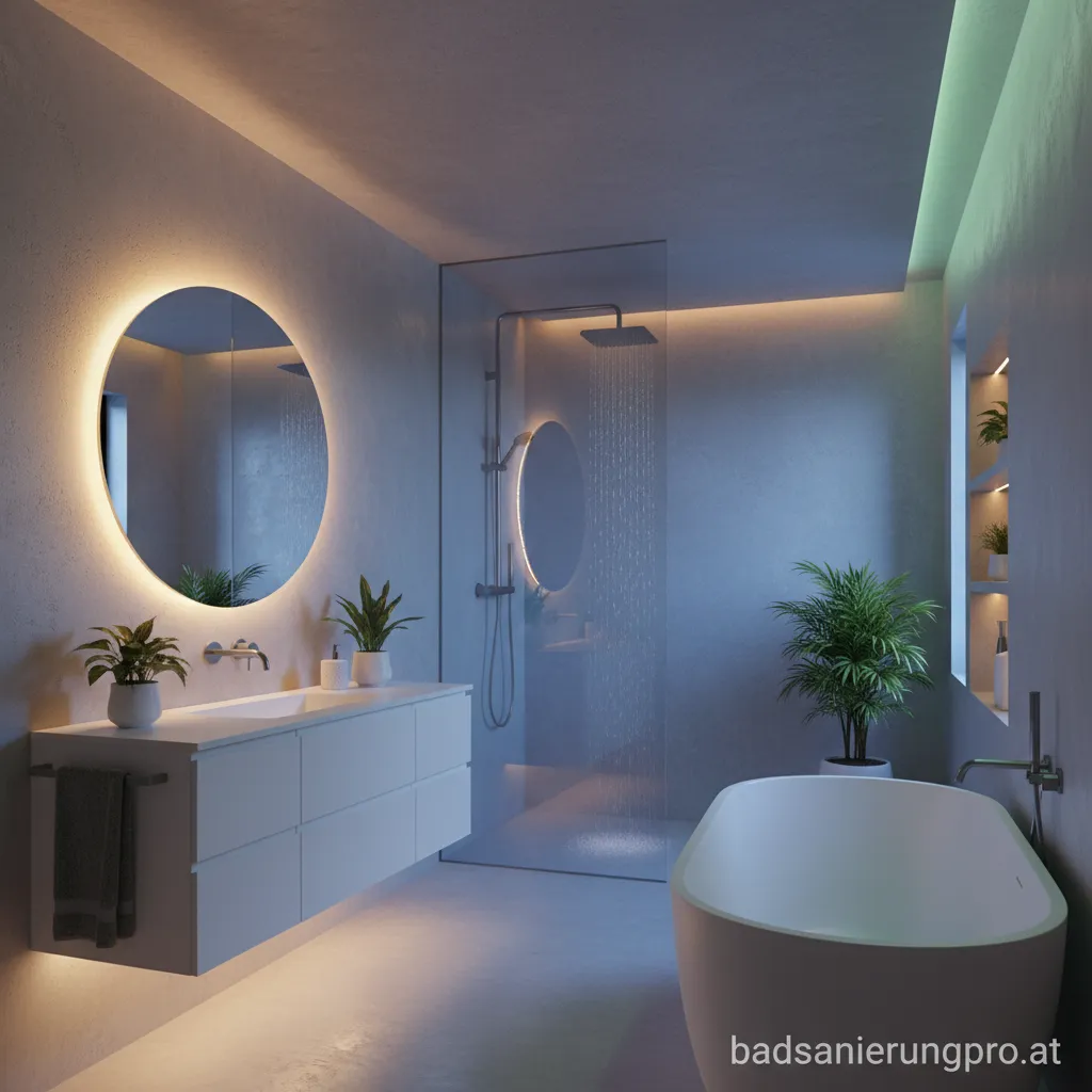 Wohnzimmer mit stimmungsvoller Beleuchtung durch Farbwechsel-LED-Streifen.