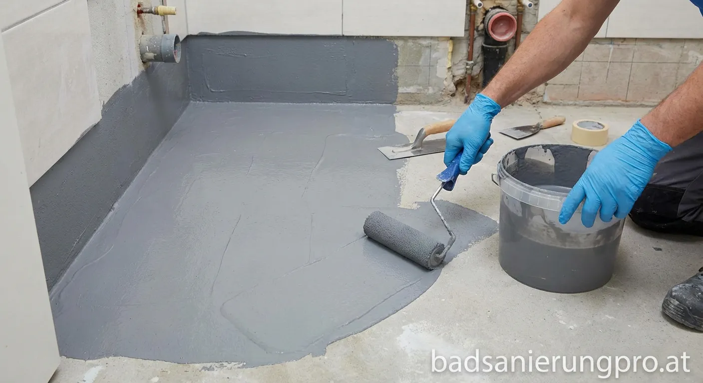 Professionelle Flüssigfolie Abdichtung im modernen Badezimmer