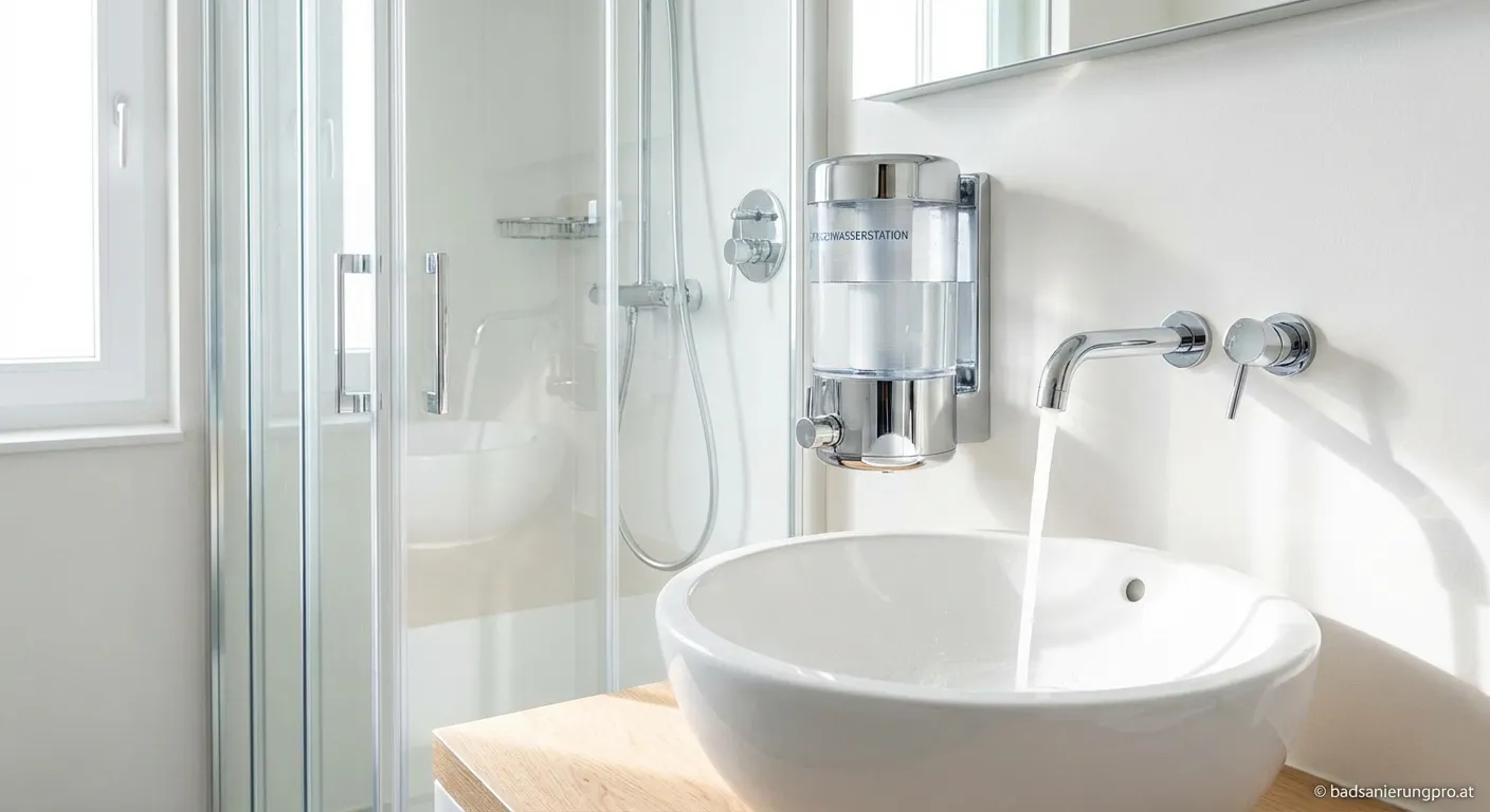 Moderne hygienische Frischwasserstation in einem sanierten Badezimmer installiert