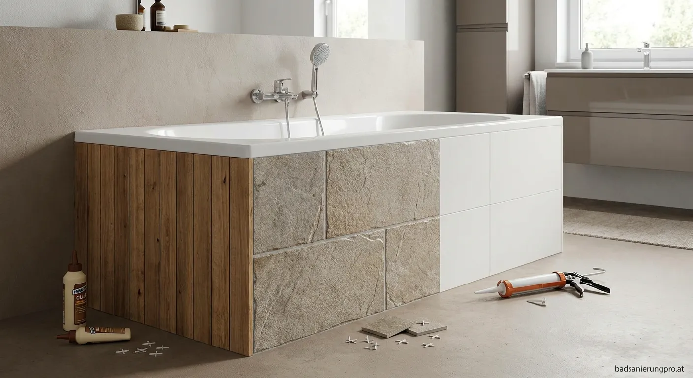 Wannenschürze verkleiden mit modernen Materialien für ein ästhetisches Baddesign