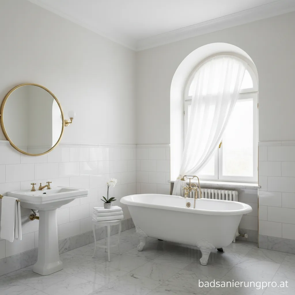 Ein klassisch zeitloses Badezimmer in strahlendem Weiß