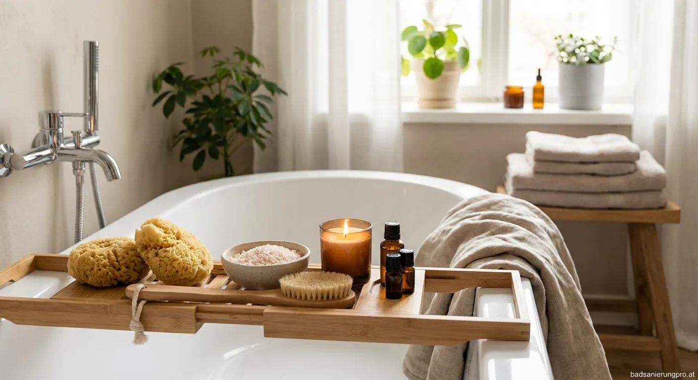 Luxus Badezimmer mit Wellness-Accessoires Bad und Regendusche