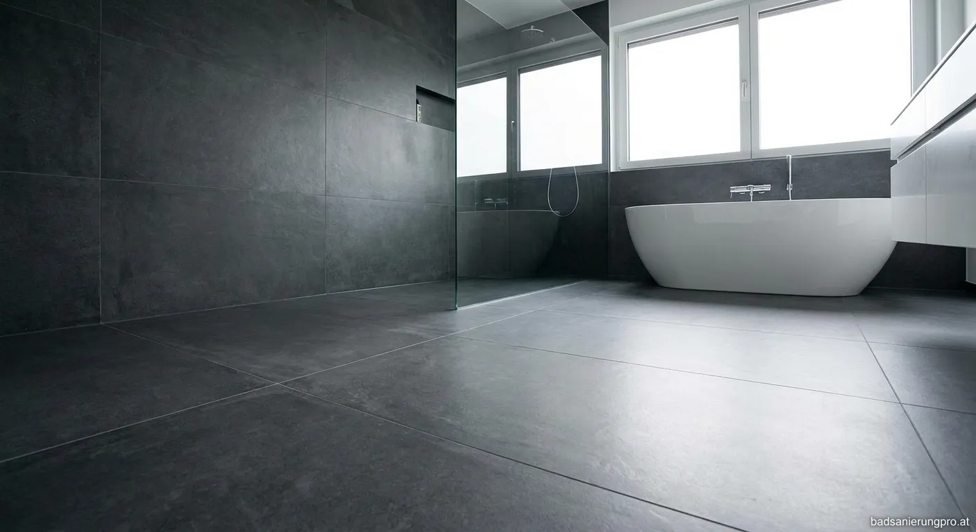 Modernes Badezimmer mit eleganten XXL-Fliesen in fugenloser Optik